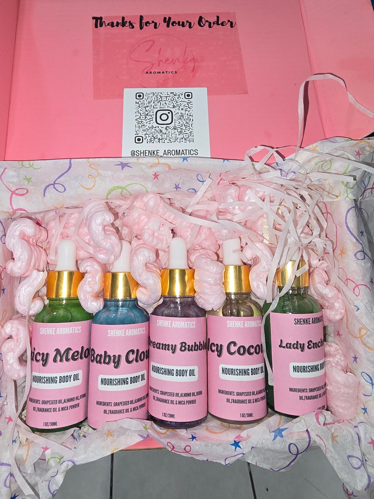 Body Oil Sample Box – 5 Scents